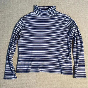 Vintage Field FG Gear Striped Turtleneck Long Sleeve Top WPL 100% Cotton